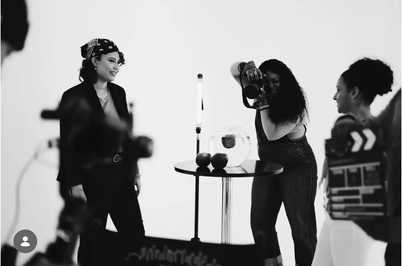 Behind the scenes on a studio shoot